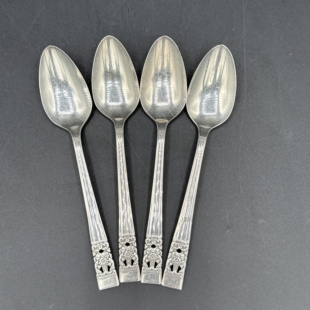 Oneida Community CORONATION Silverplate Flatware 1936 Set of 4 Teaspoons Vintage